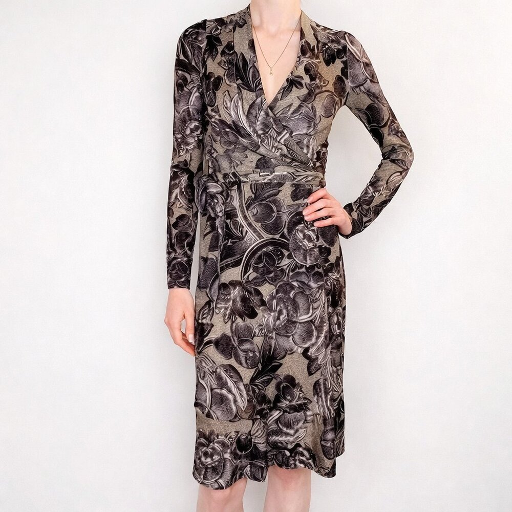 DVF Boka Cordova Floral 100% Silk Jersey Wrap Dress US 0
